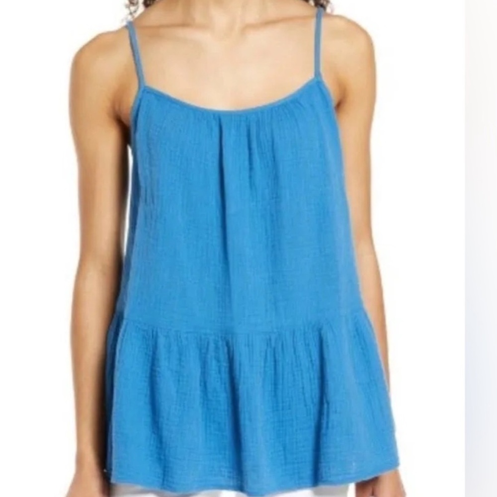 Cotton Gauze Tank - blue